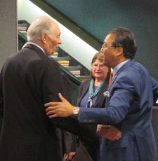 Alan Alda greets Yo-Yo Ma at Cinema 1